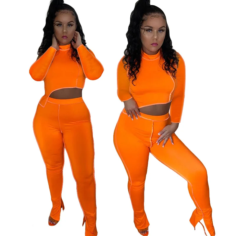 

2020 long-sleeved new sports and leisure two-piece solid color suit women, Customized color