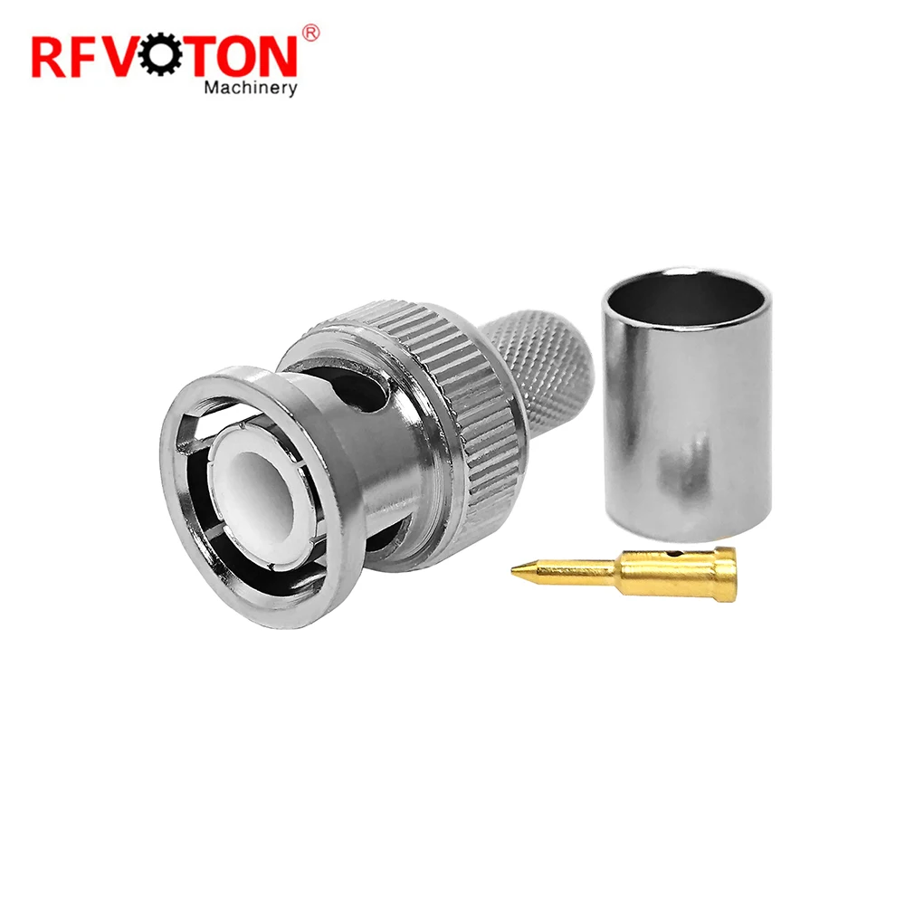 

RFVOTON Bnc male crimp rf coaxial connector BNC RG59 CABLE CONNECTOR