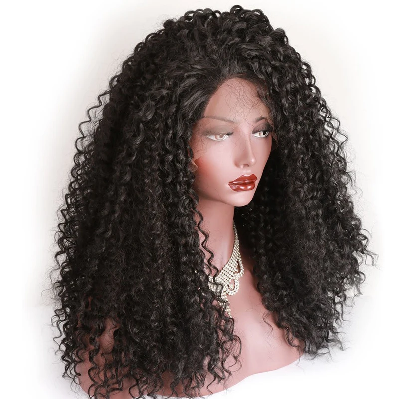 

Good Quality High Density Black Synthetic Lace Wig Kinky Curly Front Lace Wig Soft High-quality Halloween Wig For Pretty Girl