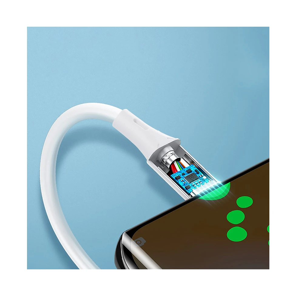 

power cord TPE aluminum alloy usb cable mobile phone fast charging 3A usb data cable to type C 1M, White
