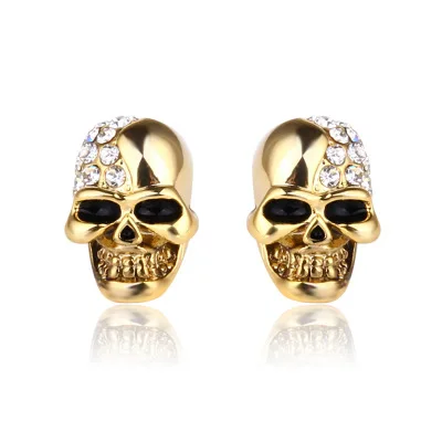 

New Design Skull And Bones Full Of Earrings Retro Skull Full Diamond Personalized Earrings For Men And Women Halloween jewelry, Photo