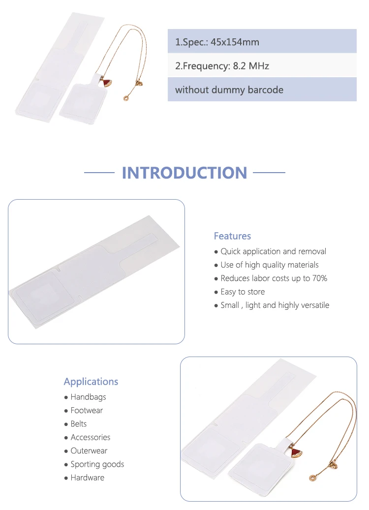 8.2mhz Eas Security Rf Jewelry Soft Label Security Tag 45*154mm Buy