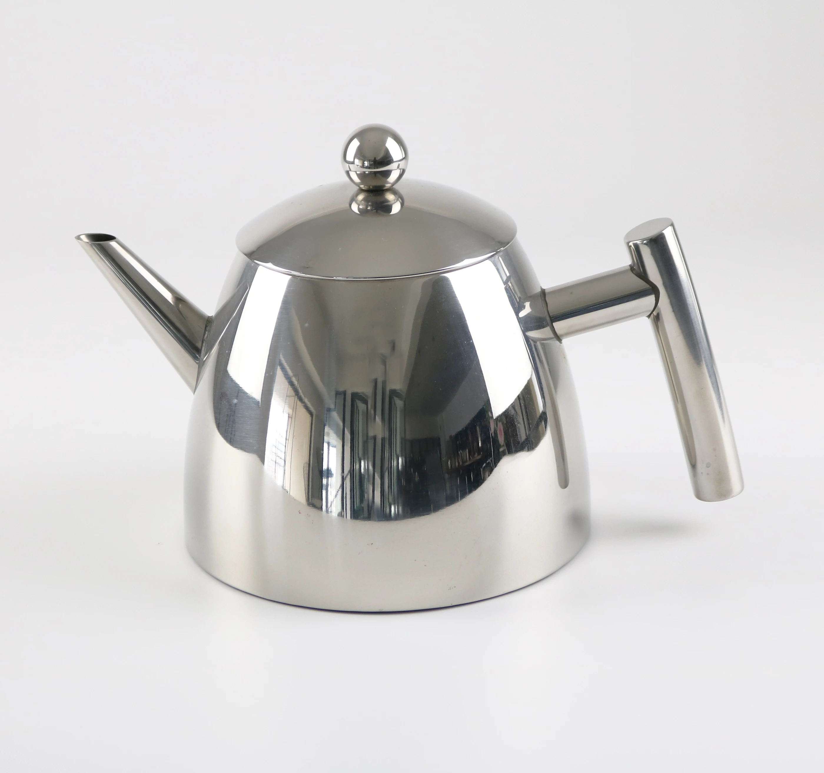 1.2l Double Wall Layer Insulated Stainless Steel Tea Pot Mirror Or