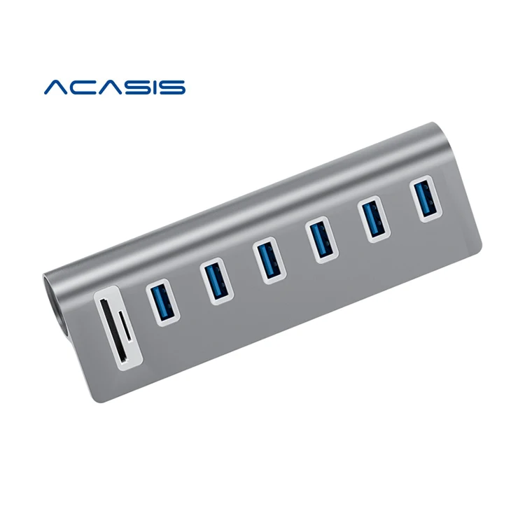 

ACASIS Sales Promotion 3.5 MIC Headset Mouth Silver USB3.0 HUB 6 Port For Expansion Of Multiple Devices