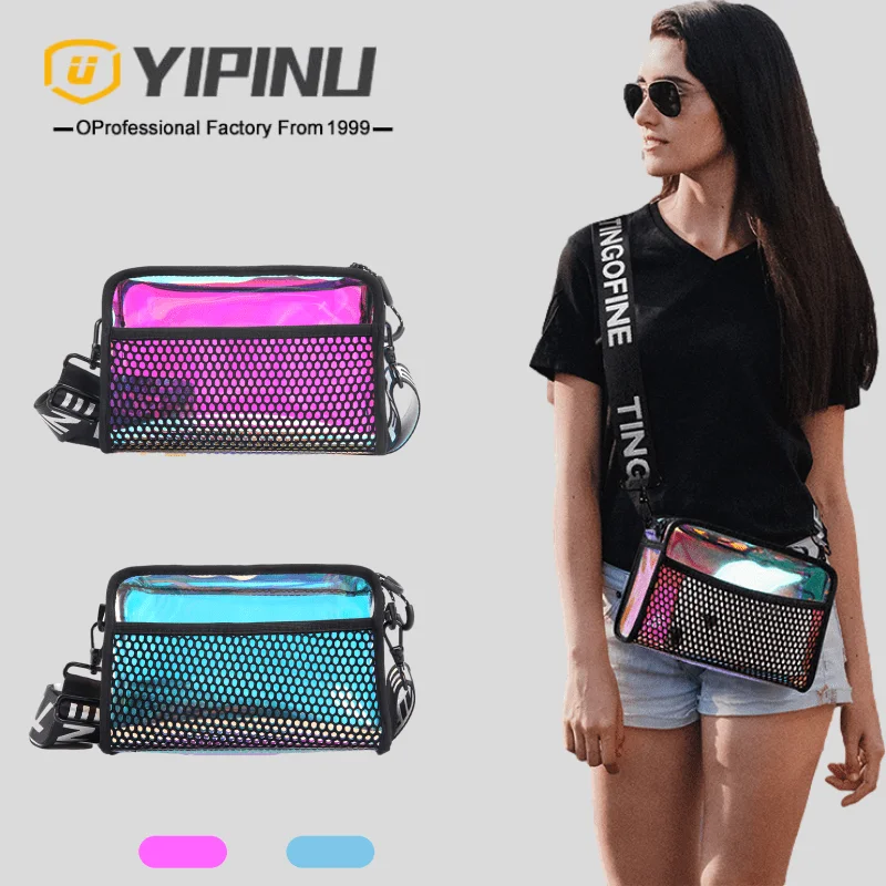 

YIPINU New Laser PVC Women Bags Handbags Shoulder Sling Bags Cross Body Bag, Blue.pink