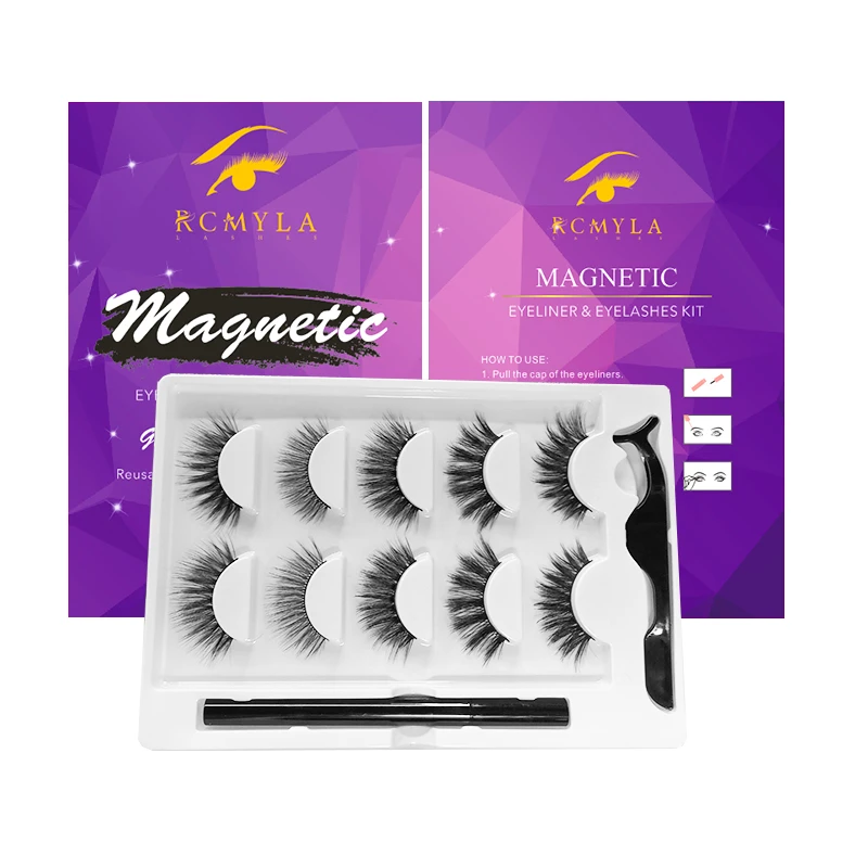 

Free shipping 5 pairs lashes magnetic eyelashes set with hot-selling eyelash packages