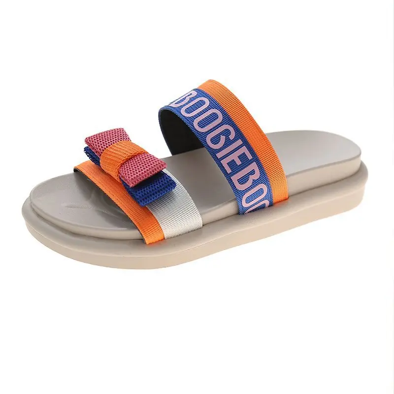 

2021 summer new sandals women's thick bottom bow flip flop wear casual beach slippers OEM customization