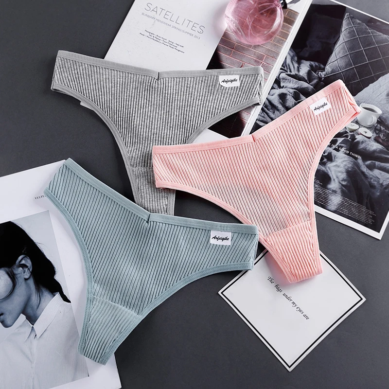 

G-string Women's Underwear Comfortable Casual T back Female Solid Color Low Waist Thong Intimate Cotton Panties
