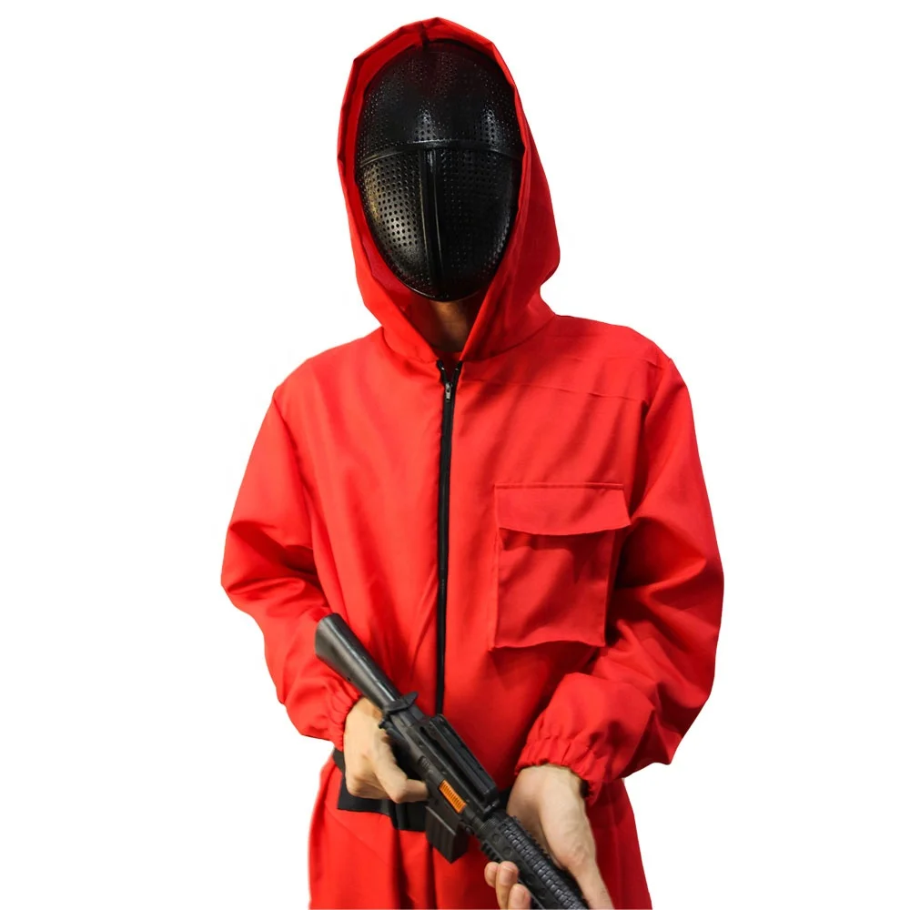 

2021 Korean TV Red Man's Jumpsuit Men Cosplay Game Halloween Costume For Women