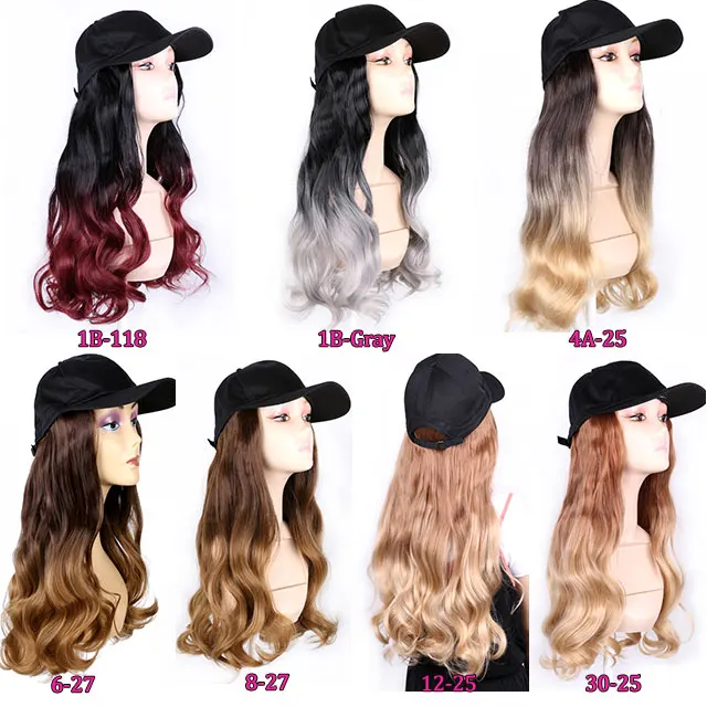 

Women Cap Wig Color Long Straight Hair Curly One-piece Baseball Hat Wigs Cosplay Party Blonde Wig Hat, Pic showed