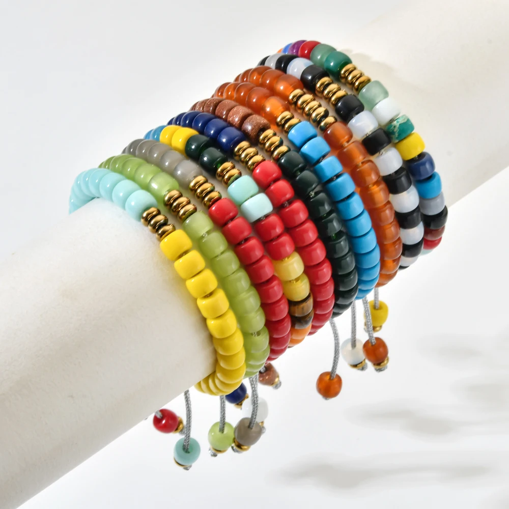 

Boho Loose Spacer Beads Stone Glass DIY Bracelet Chakra Beads Energy Bracelet Handmade Yoga Jewelry