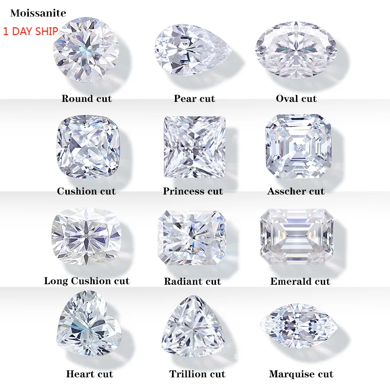 Authorized Certificate Moissanite Stones Fancy Cut DEF VVS Moissanite Brilliant Cut Moissanite Diamonds Fancy Shape 1CT