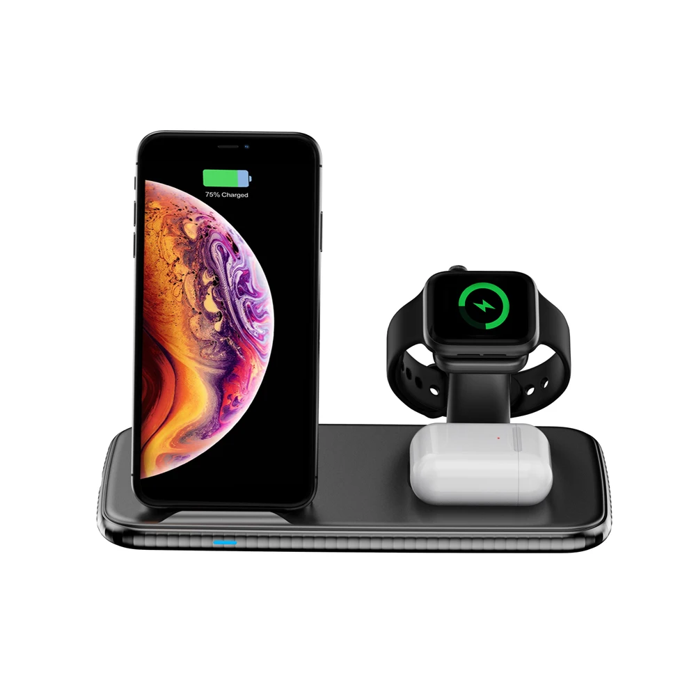 

4 in 1 15w 10w Fast Charge Wireless Charger Stand Qi Wireless Charging Multifuncion Station for iPhone iWatch Airpods