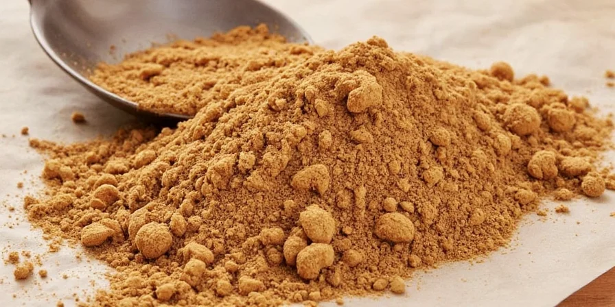 Chef tasting dish seasoned with powdered shiitake