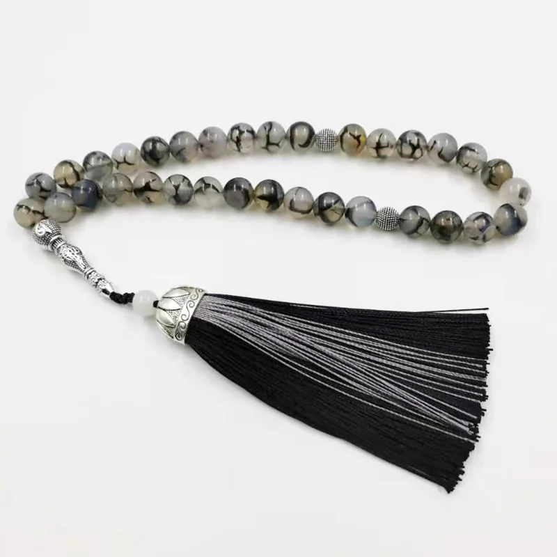 

New arrive Natural agate Tasbih Muslim gift Islam rosary misbaha 33 66 99beads with Cotton tassels islamic bracelet