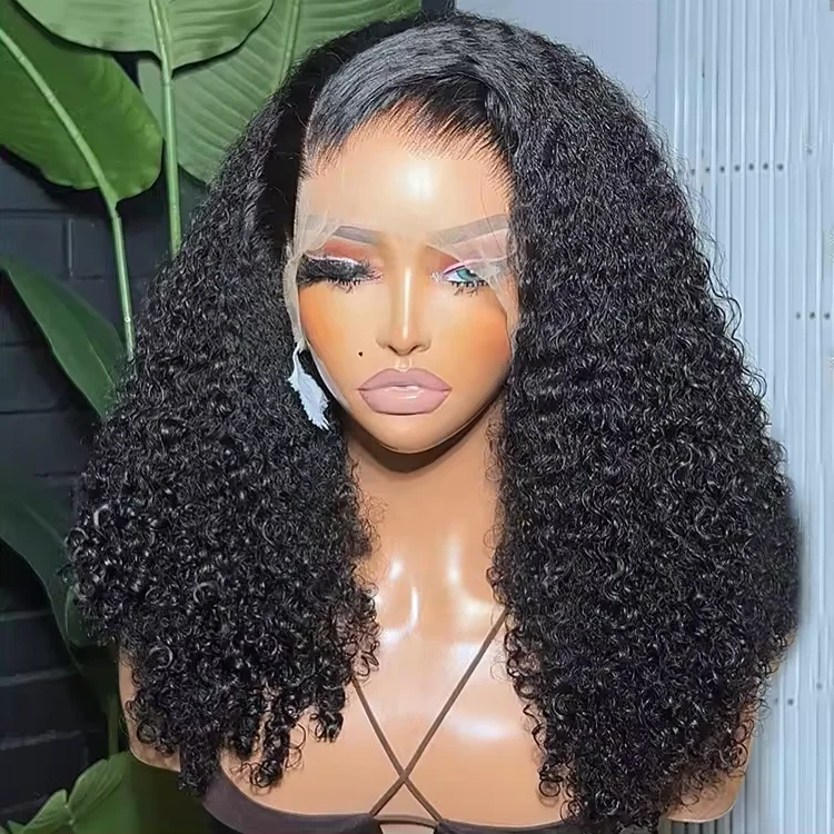 210% Density Brazilian Human Hair Lace Wig Virgin Hair Afro Kinky Curly Wig Deep Wave Style Frontal Lace Wig for Black Women