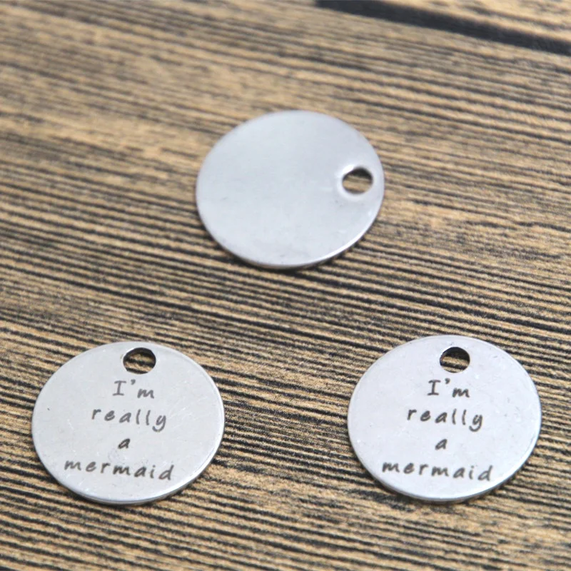 

i'm really a mermaid charm silver tone message charm pendant 20mm