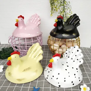 Image of American country wrought iron egg cage fruit storage basket for kitchen metal egg frame decoration