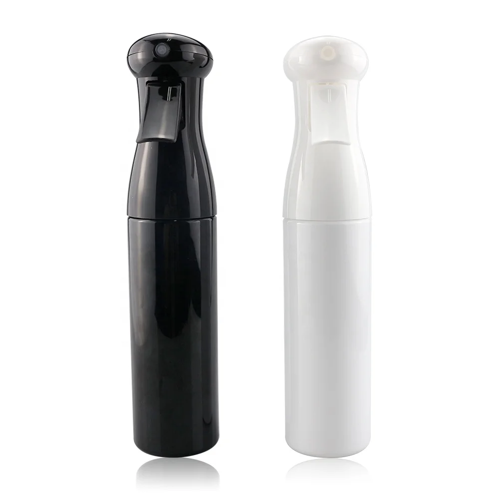 

300ml Salon Style Hair Spray Bottle 360 Ultra Fine Water Continuous Aerosol Free Trigger Mist Sprayer Bottle, Black,white