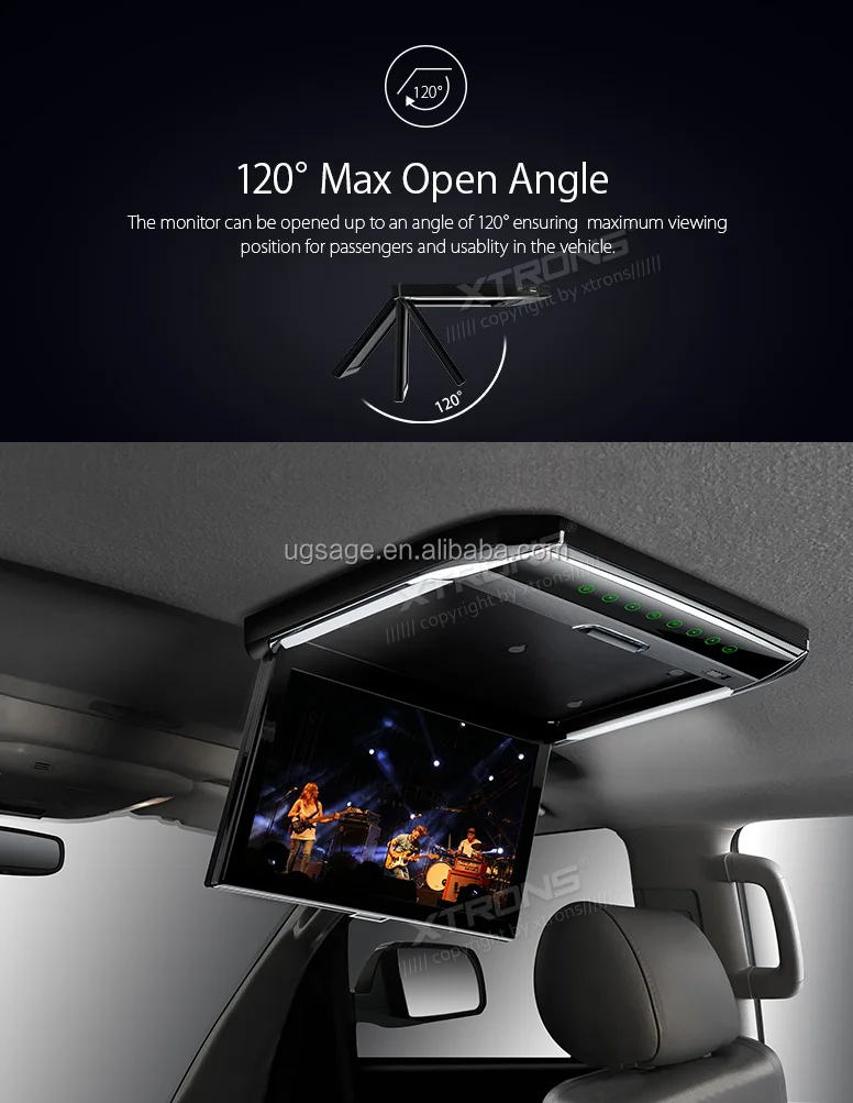 XTRONS 1280X800 Roof Mounted Monitor, 12 Inch Car TFT Lcd Monitor ...