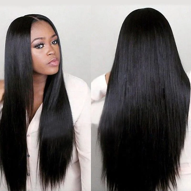 

European and American women in a long straight African wig long hair synthetic hair cover wig