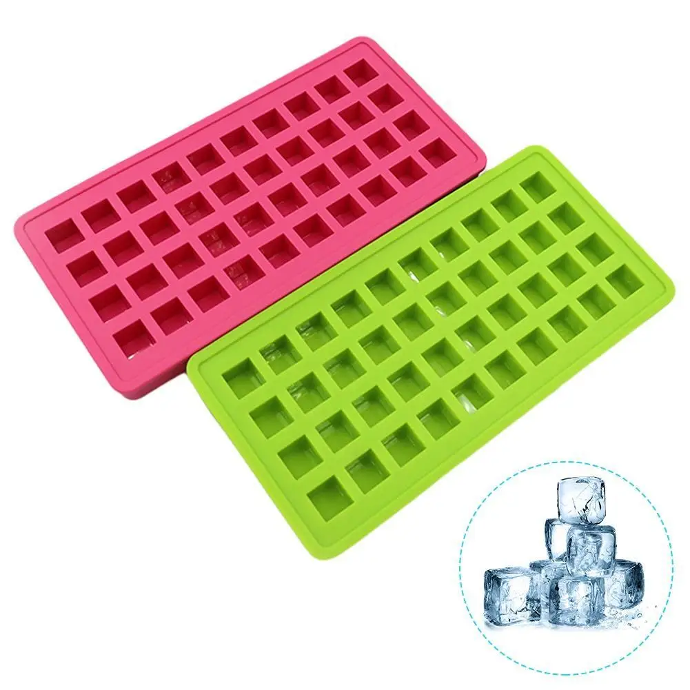 

Flexible 40 Grids Square Shaped Silicone Ice Cube Tray Mold For Fruit Juice Whiskey Wine Party Kitchen Bar Drink, Green ,pink