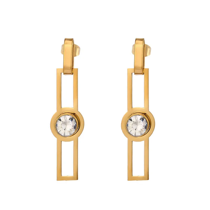 

female diamond inlaid custom Titanium steel statement earrings