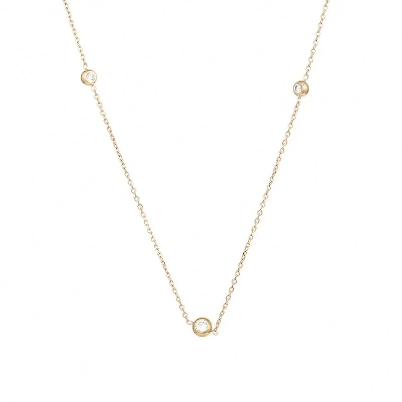 

Simple Design Fashion Stainless Steel Zircon Jewelry Gold Plated Adjustable Chain Necklace