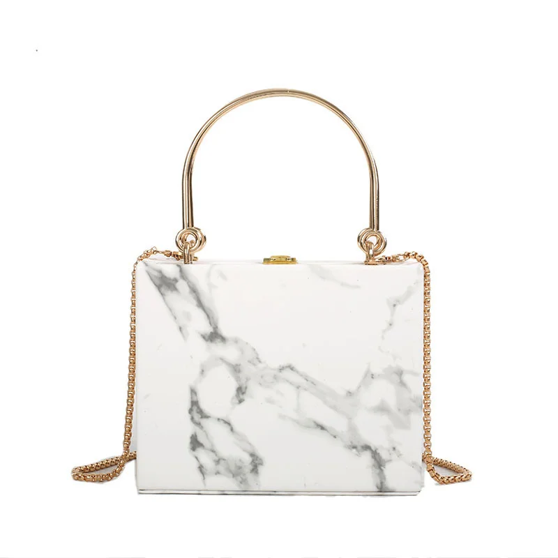

2021 Spring Hot Sell Wholesale Vendors Designer Ladies Fashion Retro Marble Print Acrylic Square Purse And Handbag For Women