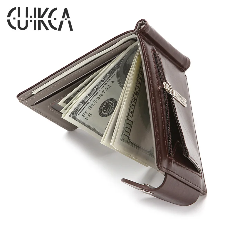 

CUIKCA Slim Leather Wallet HF007 Coin Purse Money Clip Card Cases Hasp Zipper Women Men Wallet ID Credit Card Holders