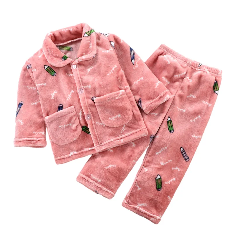 cartoon kids girls sleepwear fleece children pajamas for boys