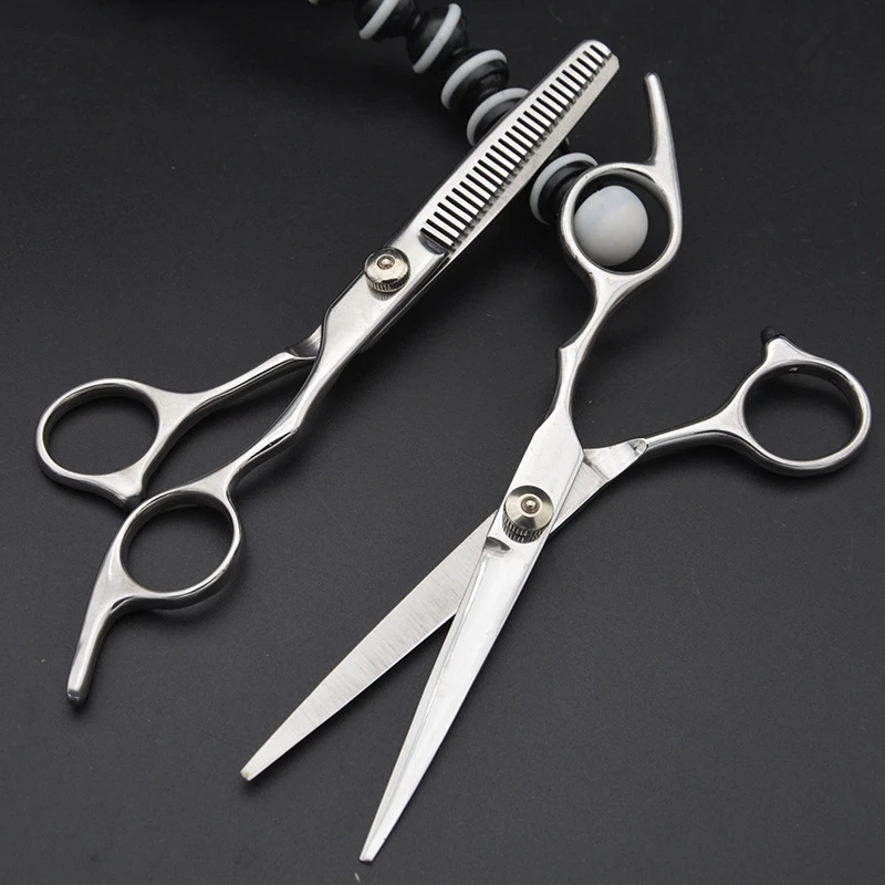 

Cheap Japanese steel hand crafted professional cutting salon scissors barber thinning hairdressing set hair shears wholesale, Silver