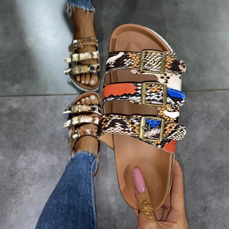 

Women's Slippers Leopard PU Leather Buckle Casual Daily Summer Slippers