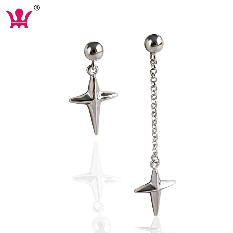 

Unisex high quality jewelry silver 925 sterling silver earrings cross silver pendant stud earring, Platinum plated