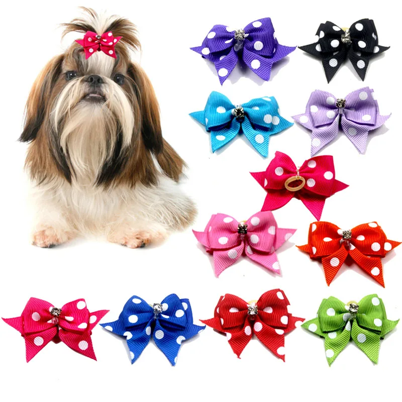 

high-quality dot large pet hair rubber bow tie for dogs cat