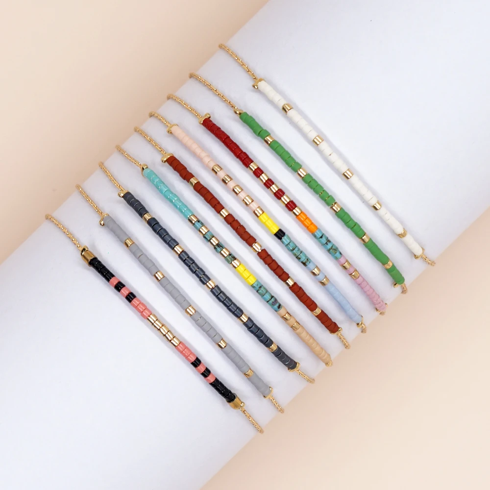 

Go2boho Gold Chain Colorful Miyuki Beads Tiny Bracelets New In Fashion Ladies Jewelry Morse Code Pattern Best Gifts For Friend