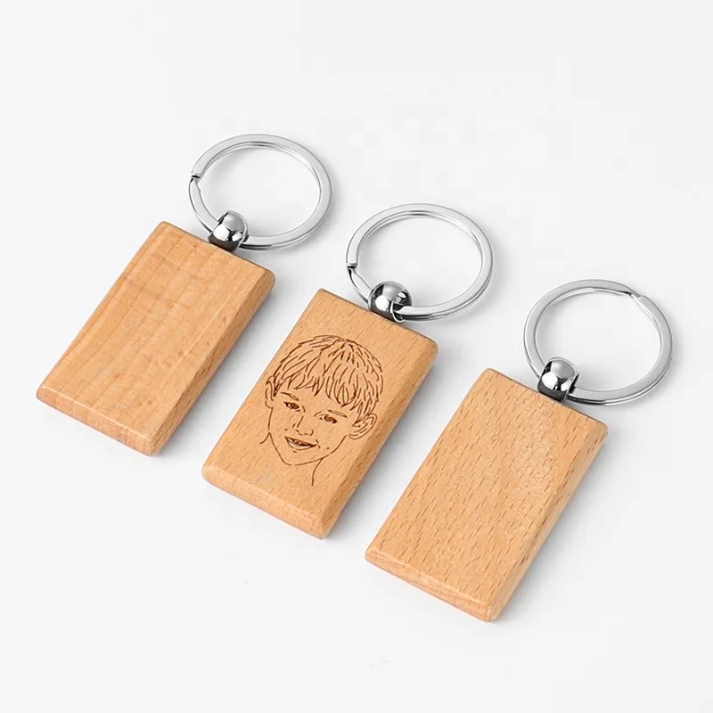 

Custom Printing Logo Wood Blank Keychain Laser Engraver Wooden Keychain