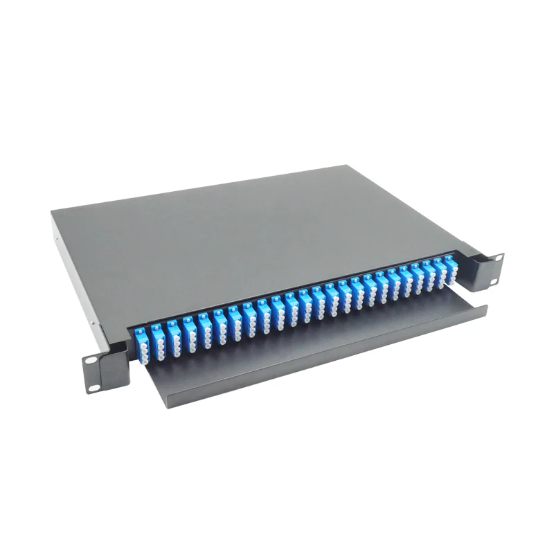 Rack Mounted Sliding Type 1u 24 Port Fiber Patch Panel Lc Upc Quad Fully Loaded 96 Core Odf