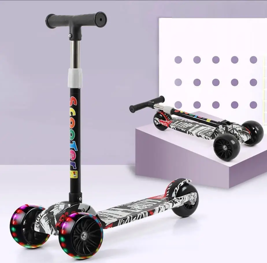 

Child Scooter 3 Wheels Folding Foot LED Shine Balance Adjustable Height Skateboard Kid Kick Scooter