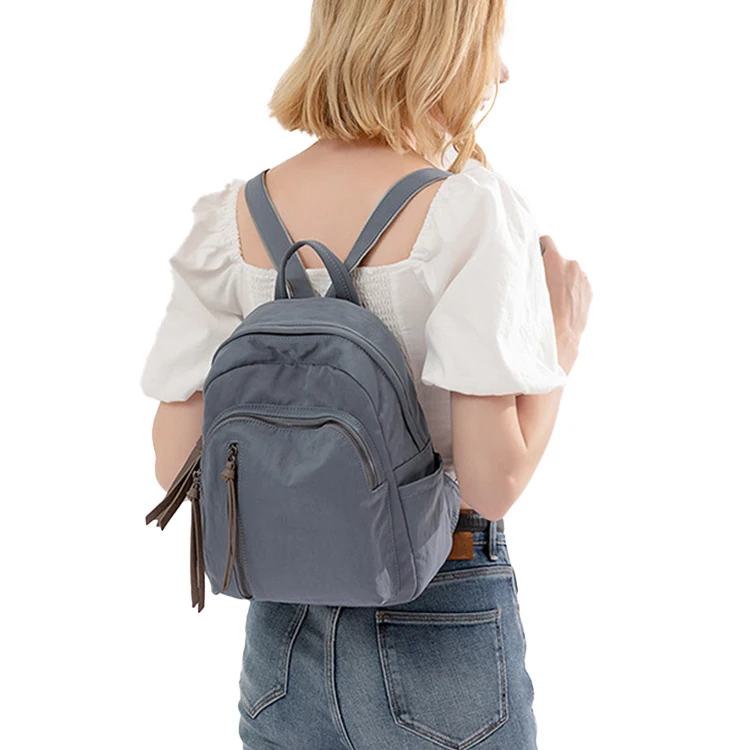 

Bp023 Fashion designer female Travel bagpack tassel oxford anti theft pu leather backpack women