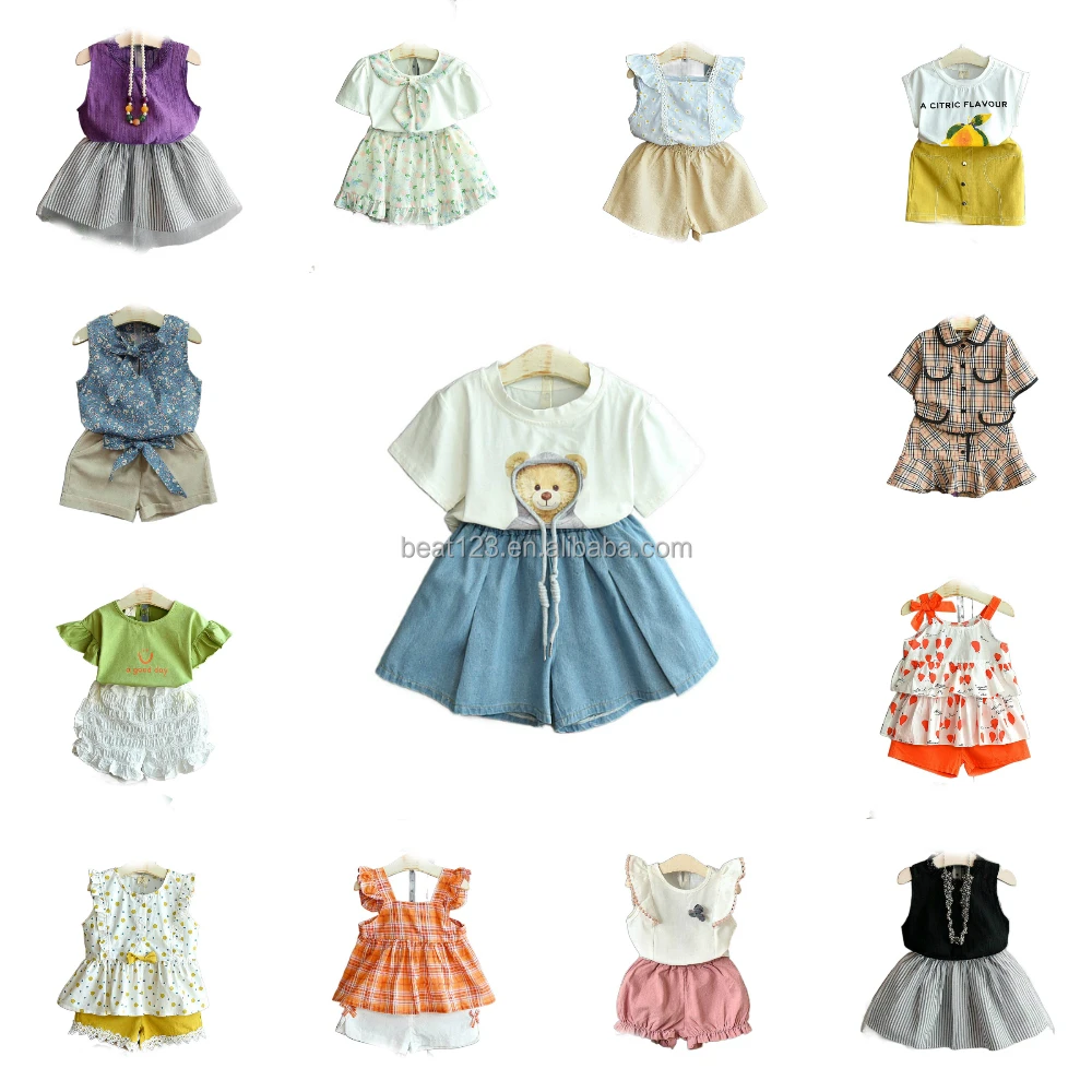 

2022 Child Summer New Refreshing Suit Floral sleeveless T-shirt + Shorts With Belt Suit For Baby Girl Clothing Sets