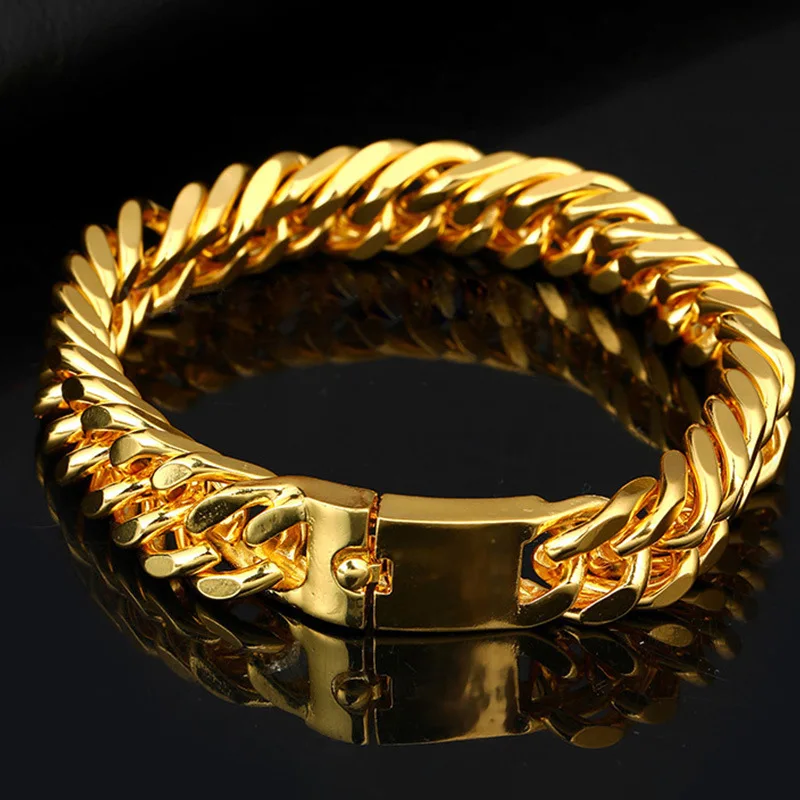 

Men Chain Bracelet Metal Curb Cuban Link Chain Bangle for Male Women Hiphop Trendy Wrist Jewelry Gift