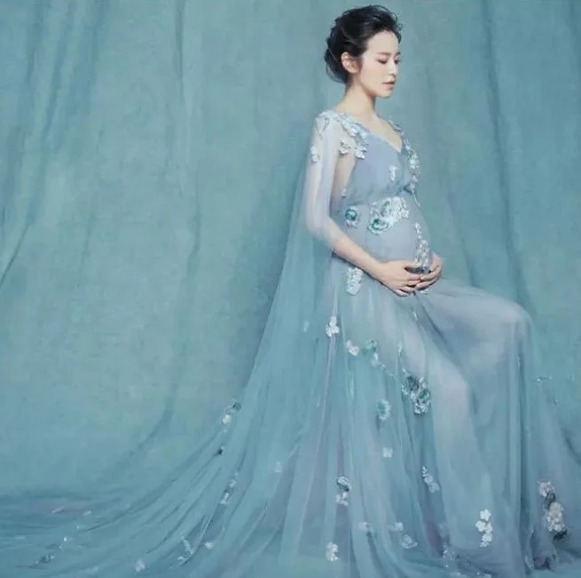 

new arrival Maternity Lace Gown Dresses For Photography Sexy V neck Pregnancy Maternity Photo Shoot Dresses ropa de embarazada, As picture