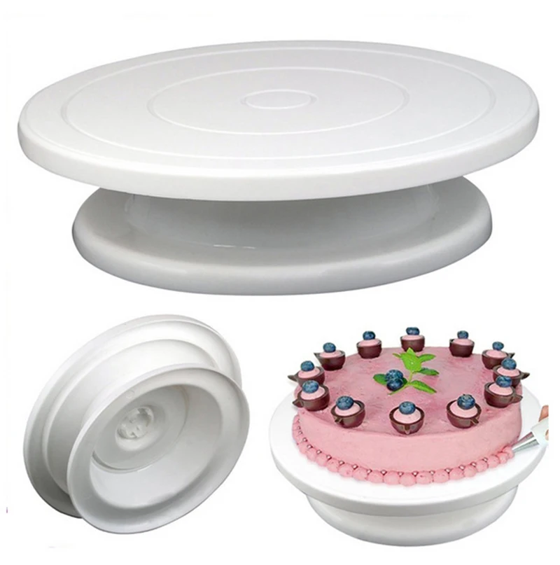 

Epsilon DIY Cookie Pan Baking Tool Plastic Cake Plate Turntable Rotating Anti-skid Round Cake Stand Cake Decorating Rotary Table