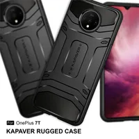 

2019 KAPAVER for Oneplus 7T Rugged Solid Black ShockProof Slim Back Cover Case