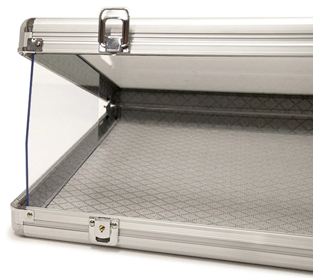 Portable Display Case Aluminum Angled Glass Top Theft Guards Showcase