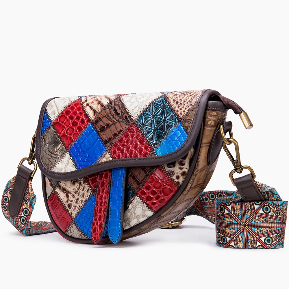 

Westal fashion genuine leather women's single shoulder bag contrasting color trend all match messenger bag factory wholesale