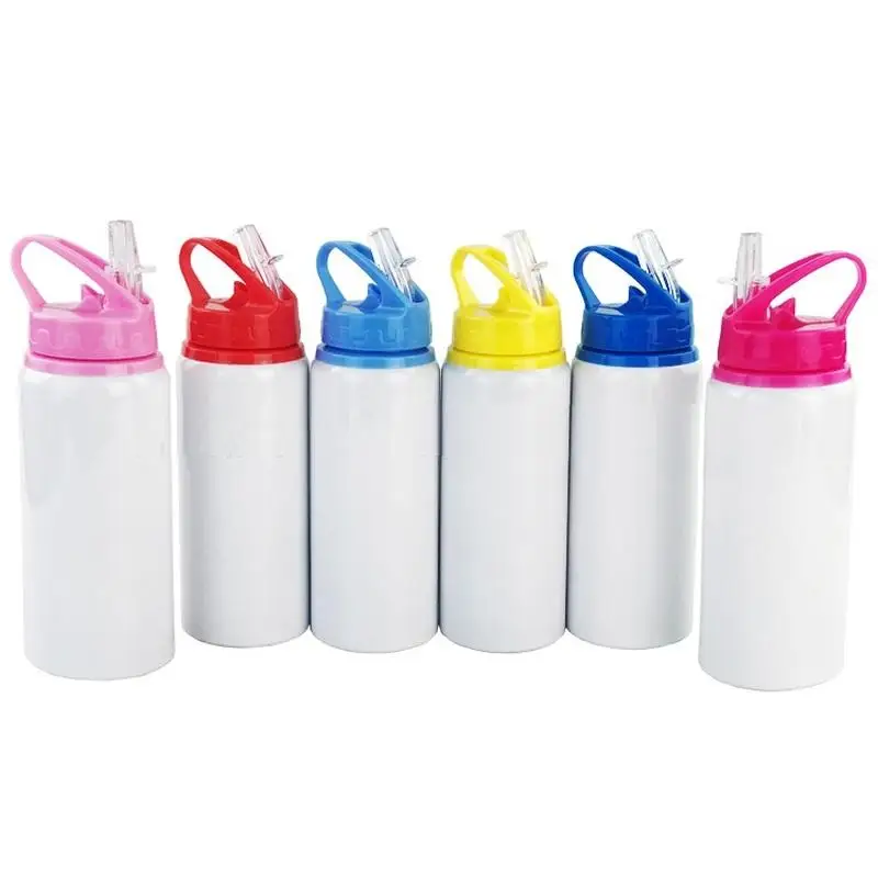

600ml Aluminum Water Bottles Sublimation Blanks Tumblers In Bulk Big Mouth Suction Nozzle Kettle White Color Outdoors Sports Cup