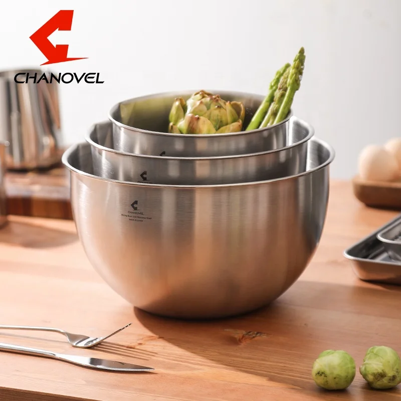 

Hot selling kitchen accessories Eco-Friendly 304 Stainless Steel high quality Salad Bowls Premium Mixing Salad Set, Matt