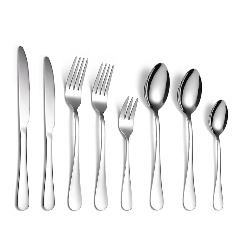 

Sale Bulk Stainless Steel Dinner Cutlery Set Dessert Spoon Knife Fork Flatware Sets